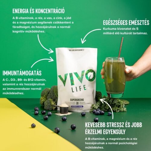 Vitaminkeverék Supergreens – áfonya/lucuma - Image 2